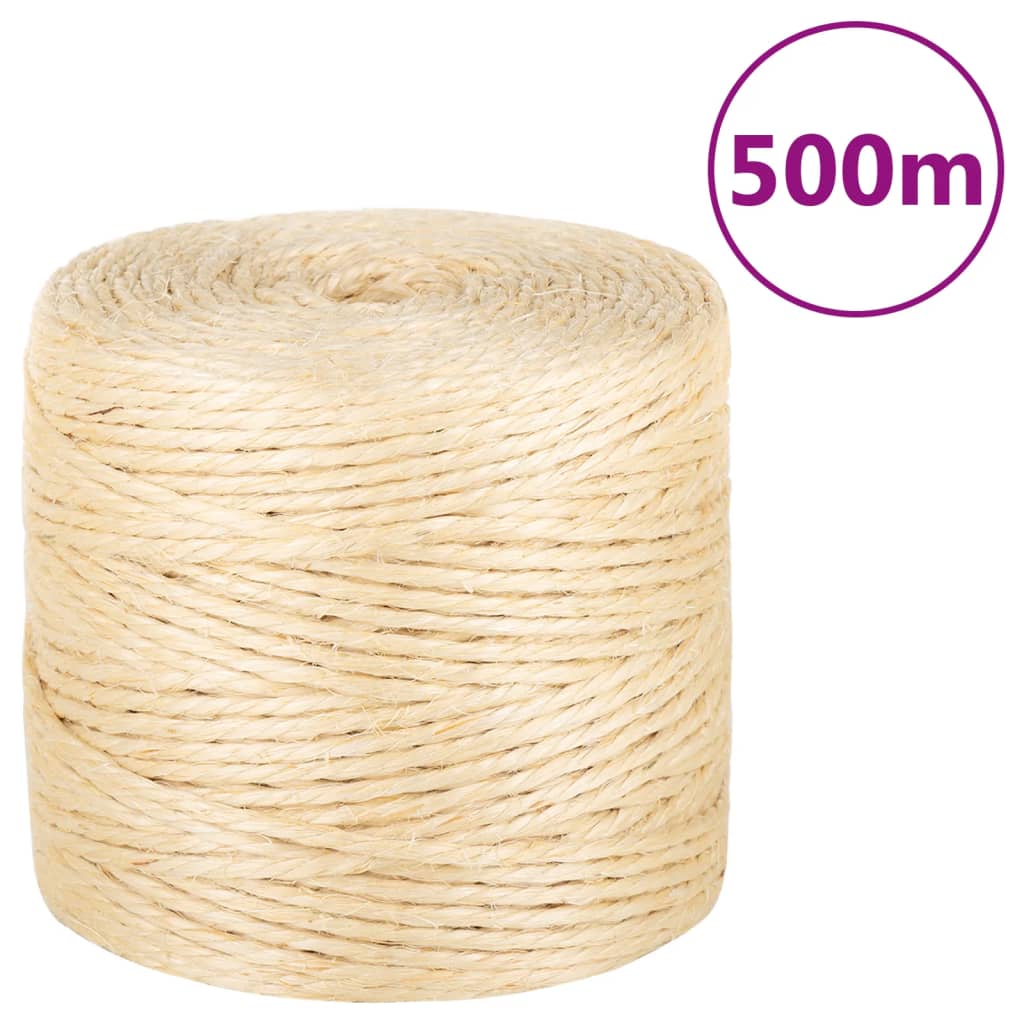 vidaXL Rope 100% Sisal 4 mm 500 m
