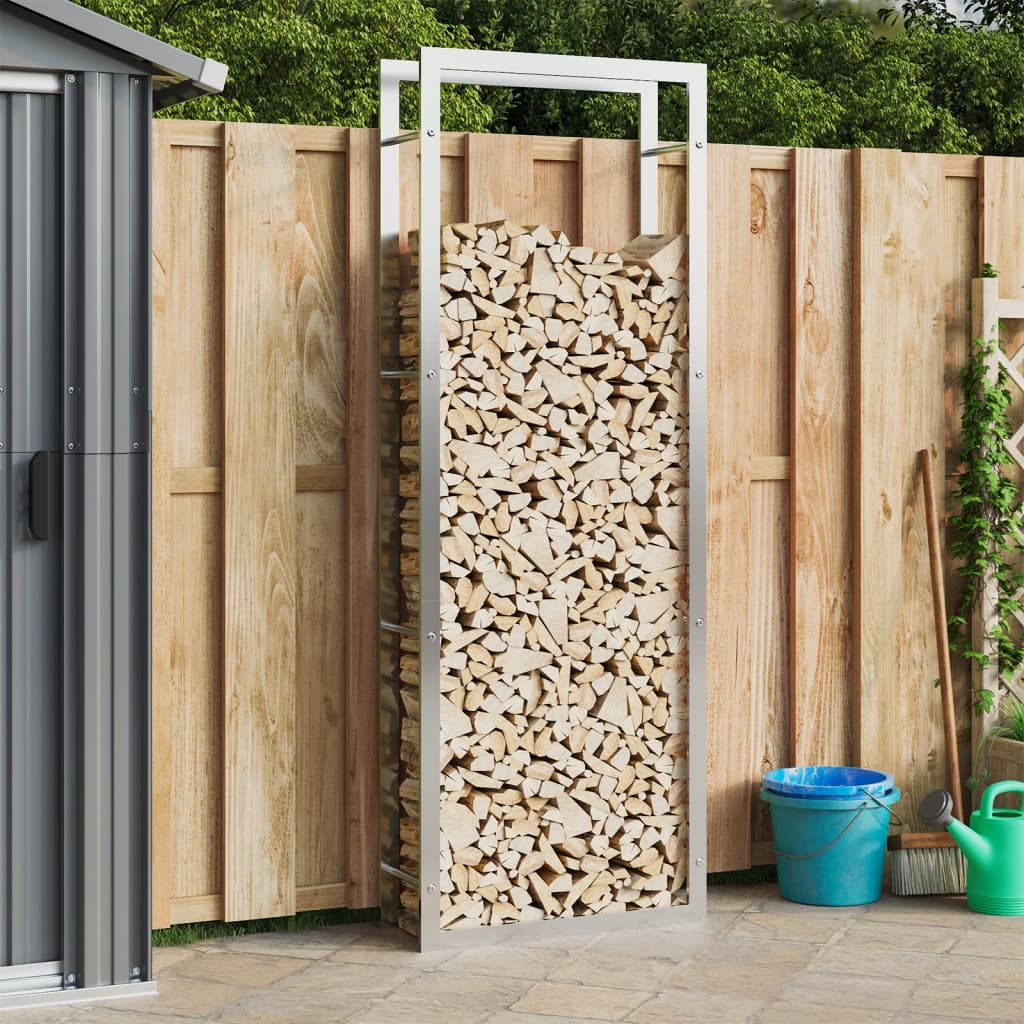 vidaXL Firewood Rack 80x28x222 cm Stainless Steel
