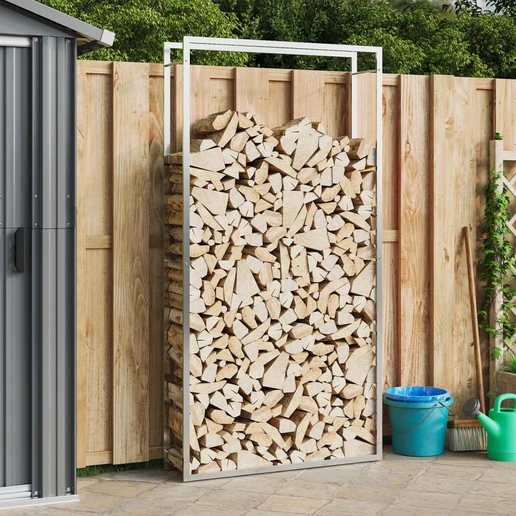 vidaXL Firewood Rack 110x28x214 cm Stainless Steel