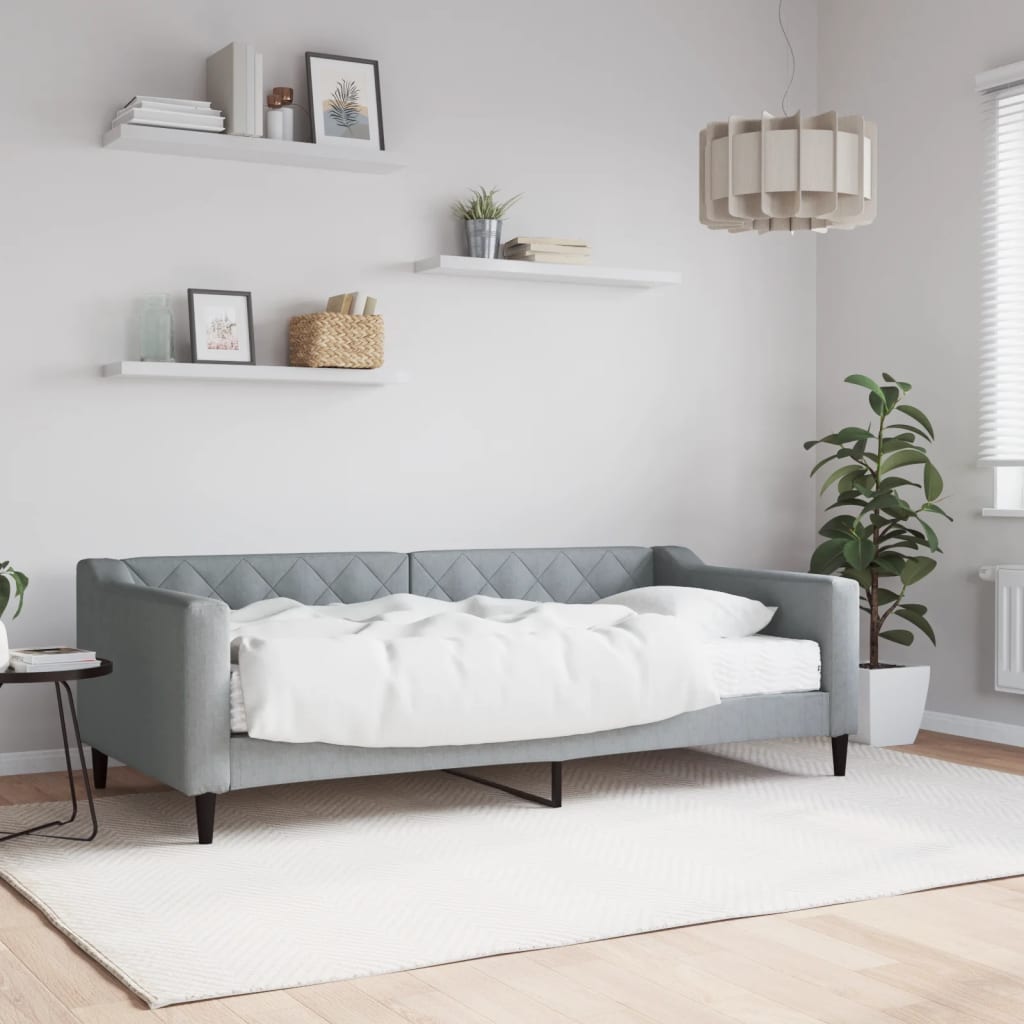 vidaXL Daybed with Mattress Light Grey 90x190 cm Fabric