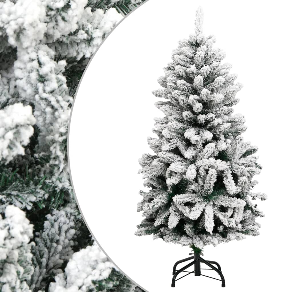 vidaXL Artificial Hinged Christmas Tree with Flocked Snow 120 cm
