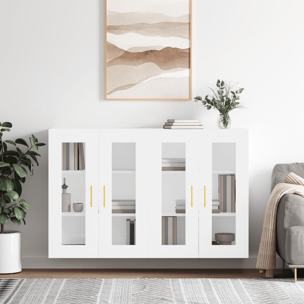 vidaXL Wall Mounted Cabinets 2 pcs High Gloss White Engineered Wood