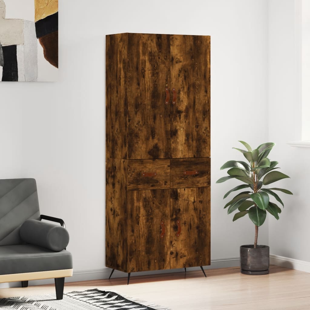 vidaXL Highboard Smoked Oak 69.5x34x180 cm Engineered Wood