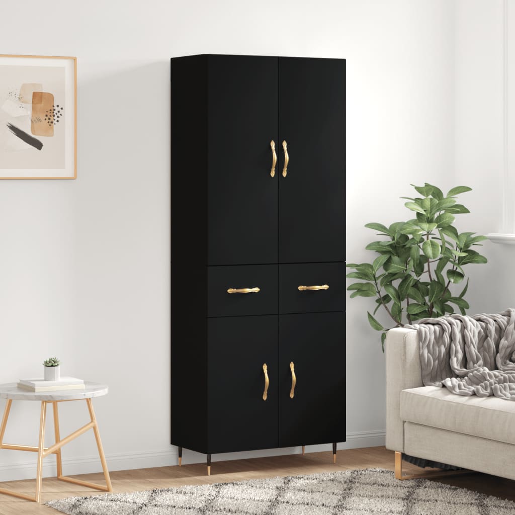 vidaXL Highboard Black 69.5x34x180 cm Engineered Wood
