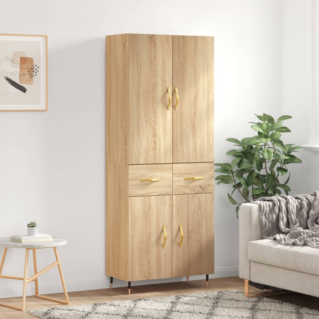 vidaXL Highboard Sonoma Oak 69.5x34x180 cm Engineered Wood