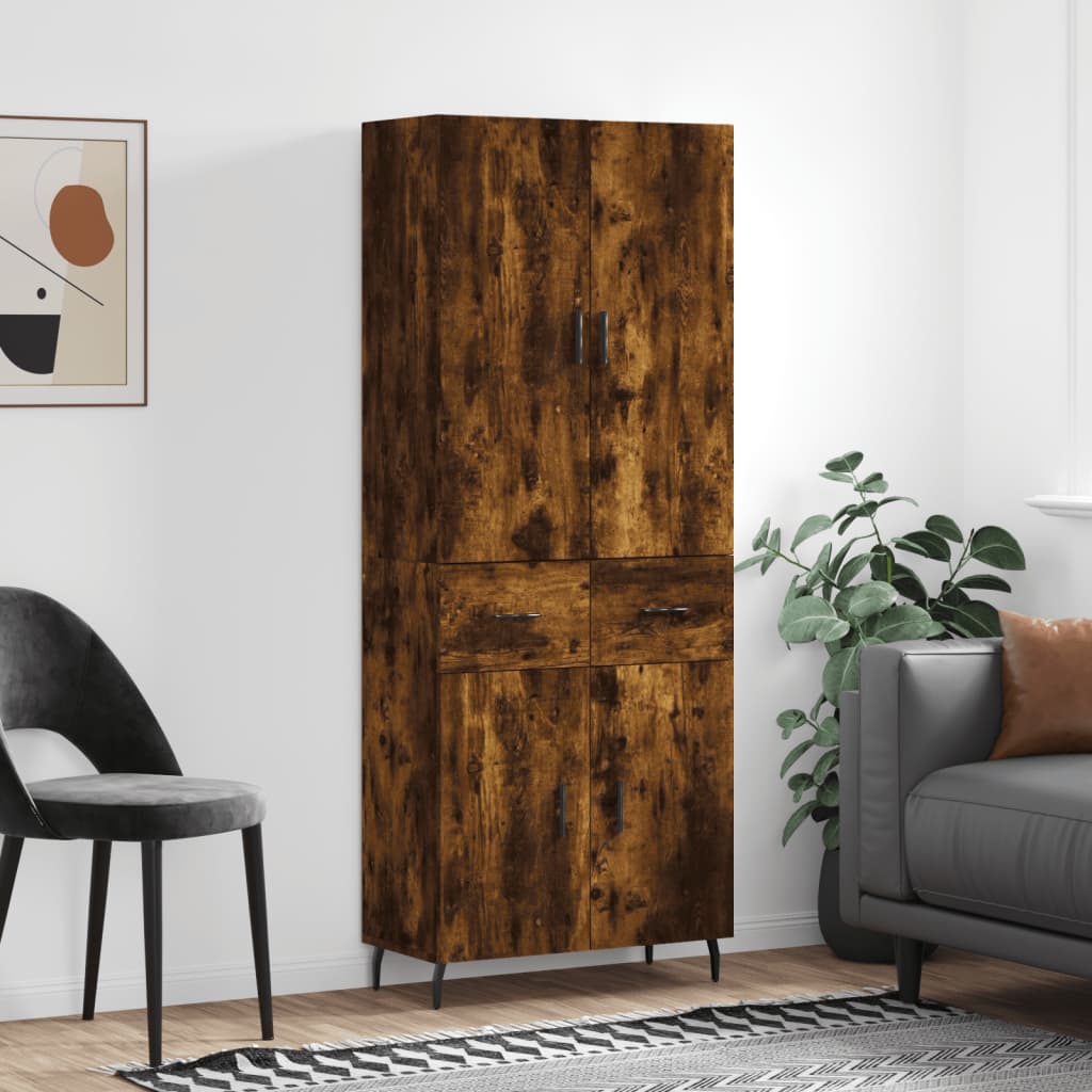vidaXL Highboard Smoked Oak 69.5x34x180 cm Engineered Wood