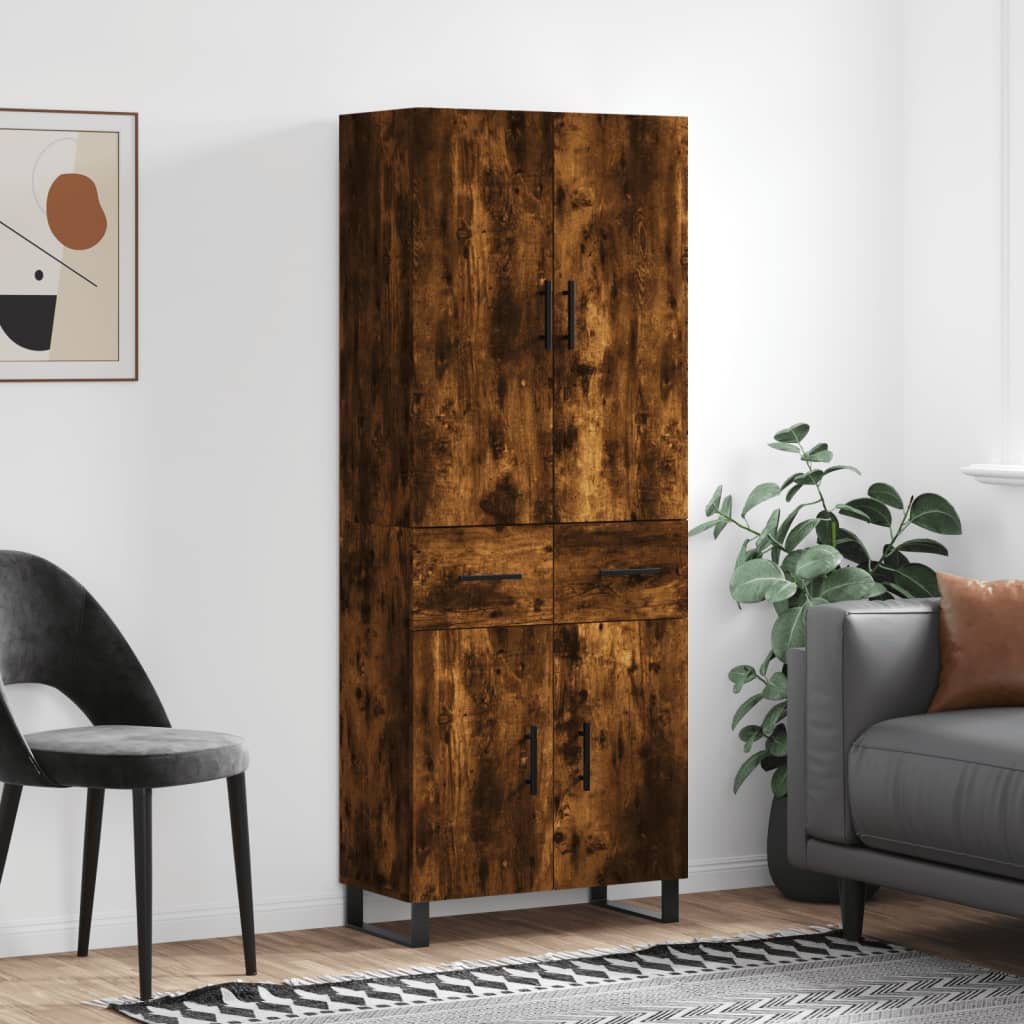vidaXL Highboard Smoked Oak 69.5x34x180 cm Engineered Wood