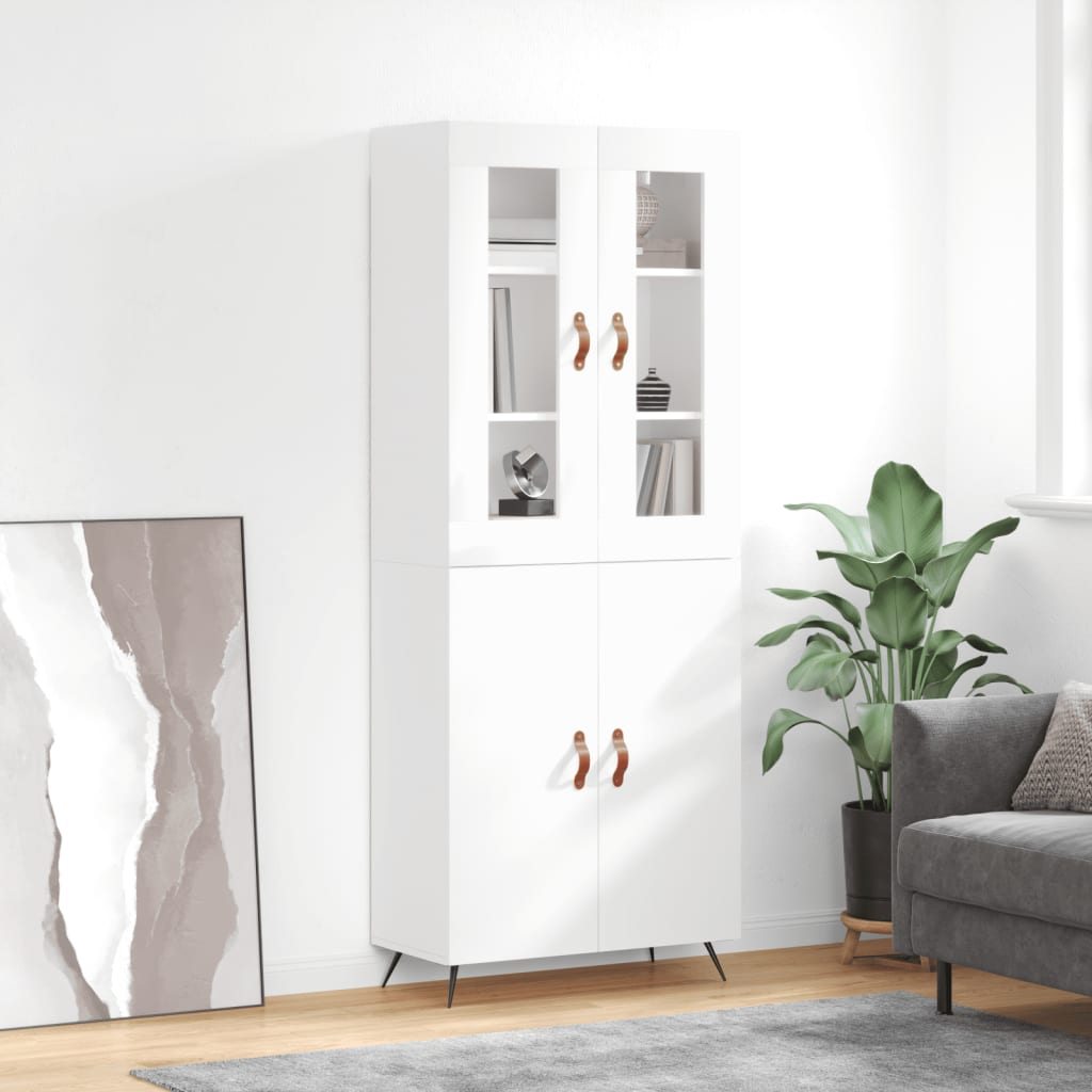 vidaXL Highboard High Gloss White 69.5x34x180 cm Engineered Wood