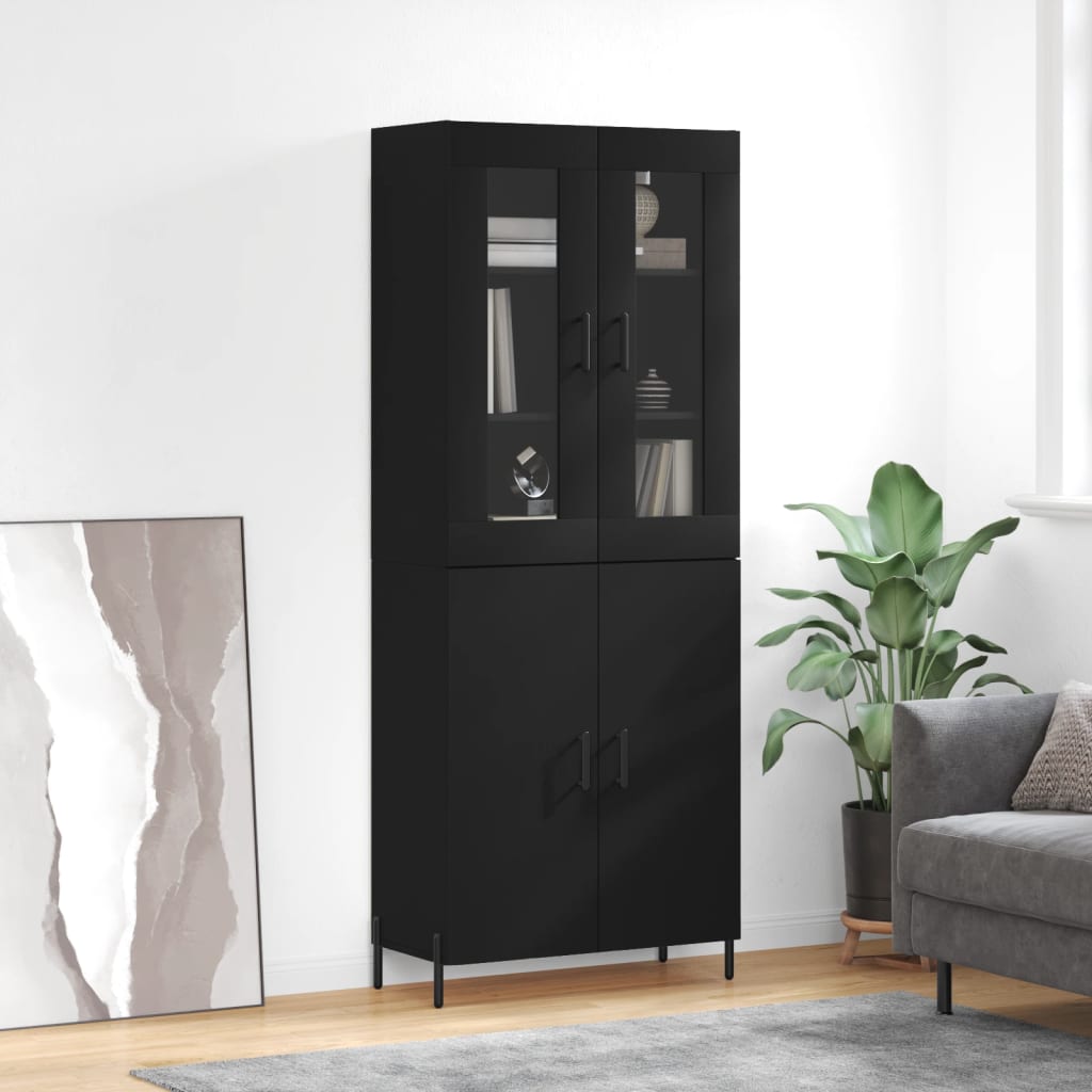 vidaXL Highboard Black 69.5x34x180 cm Engineered Wood