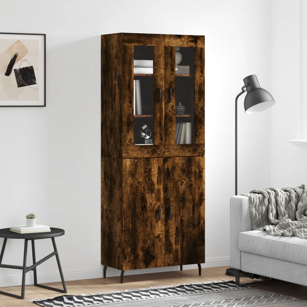 vidaXL Highboard Smoked Oak 69.5x34x180 cm Engineered Wood