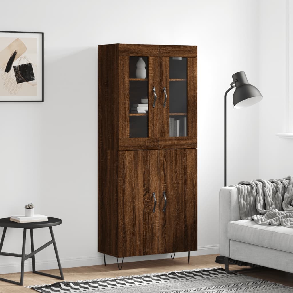 vidaXL Highboard Brown Oak 69.5x34x180 cm Engineered Wood