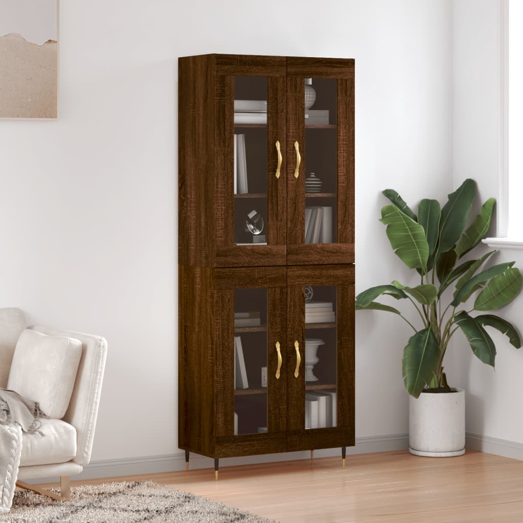 vidaXL Highboard Brown Oak 69.5x34x180 cm Engineered Wood