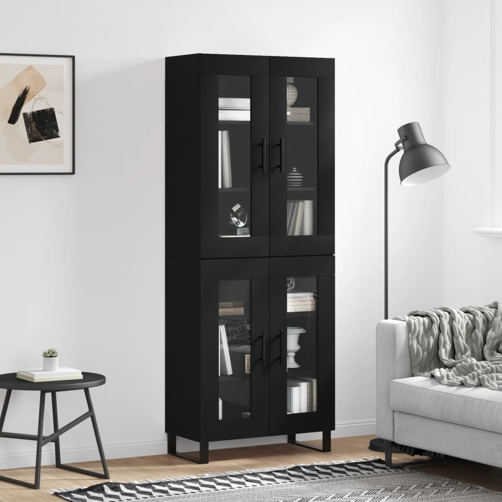 vidaXL Highboard Black 69.5x34x180 cm Engineered Wood