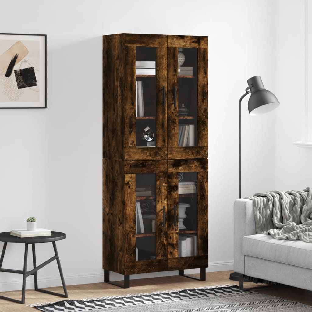 vidaXL Highboard Smoked Oak 69.5x34x180 cm Engineered Wood