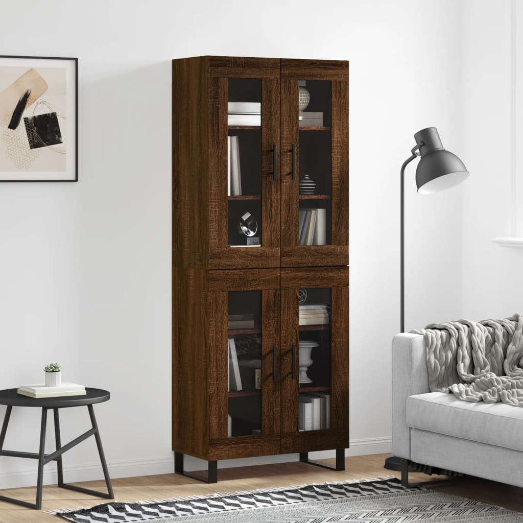 vidaXL Highboard Brown Oak 69.5x34x180 cm Engineered Wood