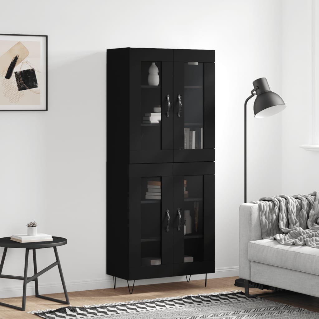 vidaXL Highboard Black 69.5x34x180 cm Engineered Wood