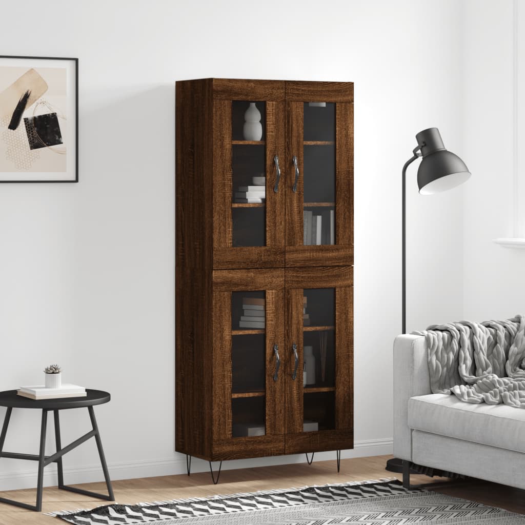 vidaXL Highboard Brown Oak 69.5x34x180 cm Engineered Wood
