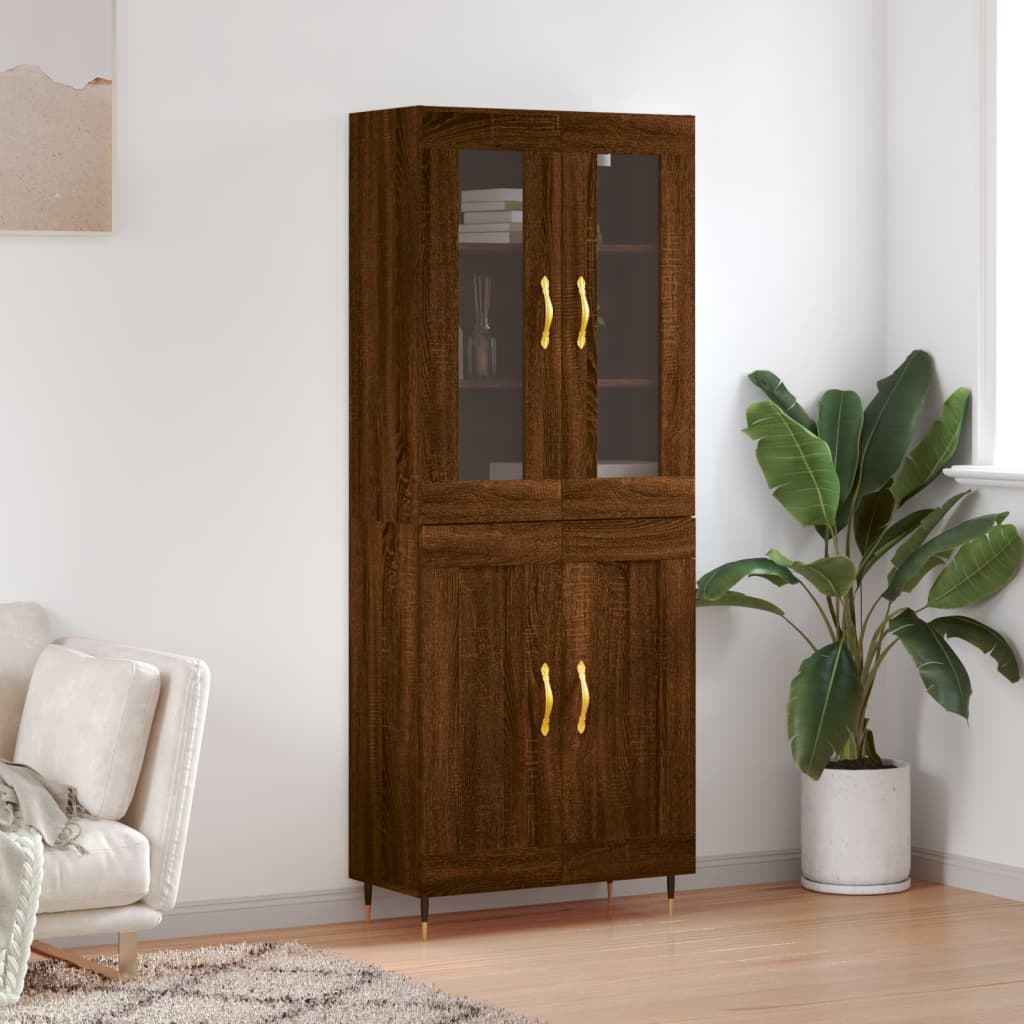 vidaXL Highboard Brown Oak 69.5x34x180 cm Engineered Wood