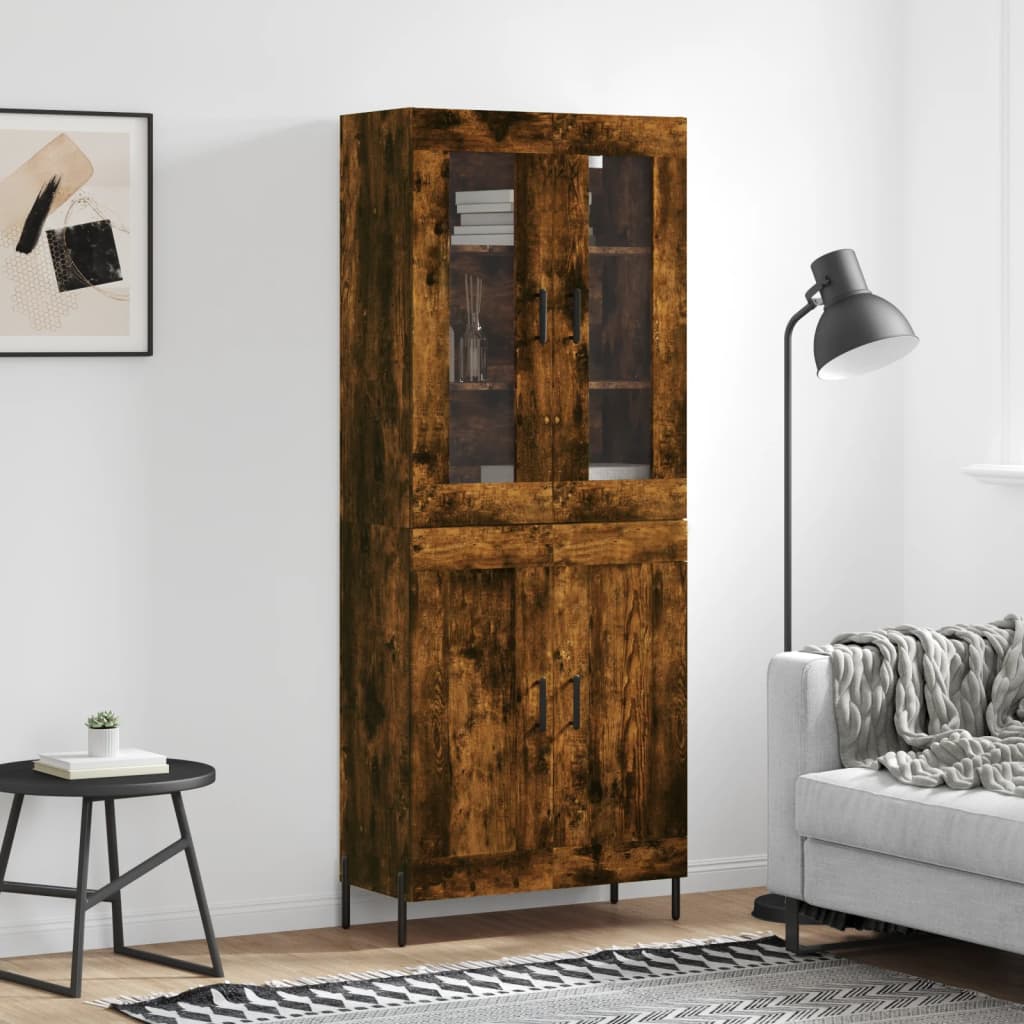 vidaXL Highboard Smoked Oak 69.5x34x180 cm Engineered Wood