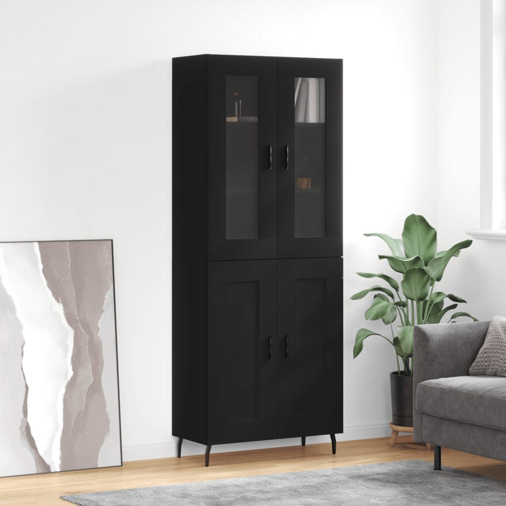 vidaXL Highboard Black 69.5x34x180 cm Engineered Wood