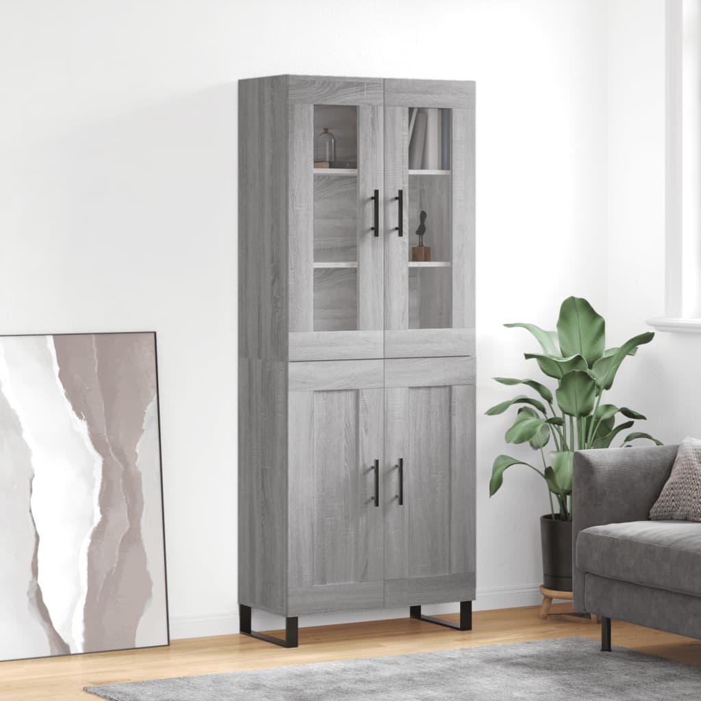 vidaXL Highboard Grey Sonoma 69.5x34x180 cm Engineered Wood