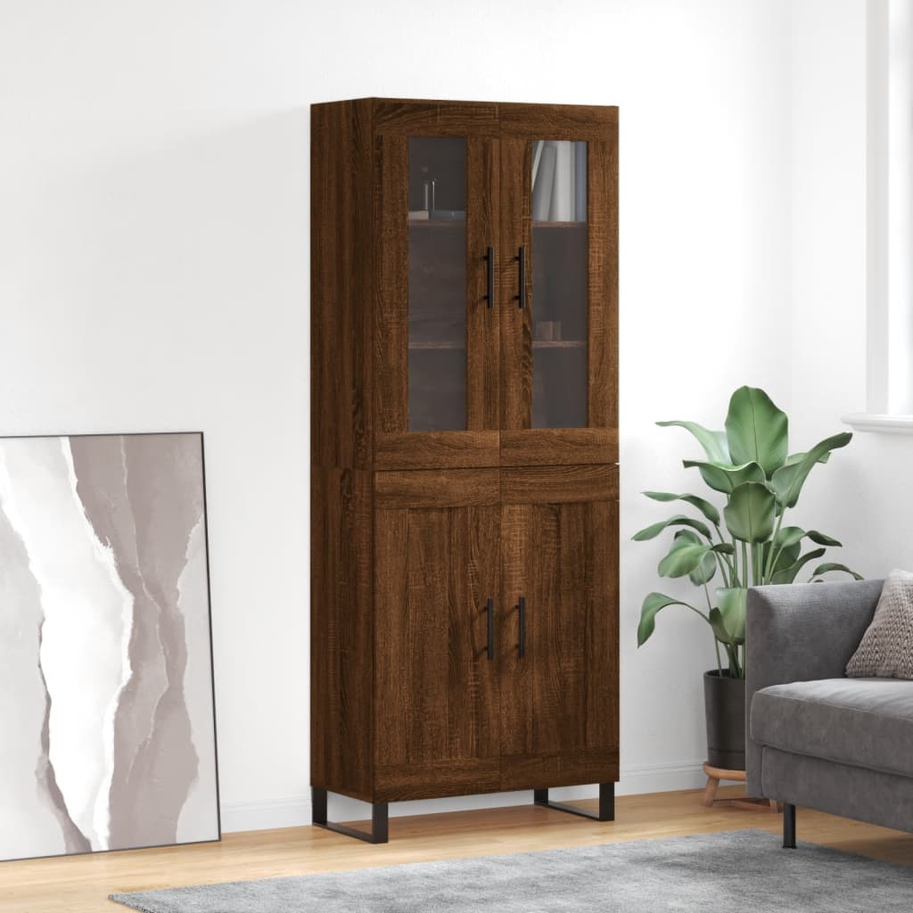 vidaXL Highboard Brown Oak 69.5x34x180 cm Engineered Wood
