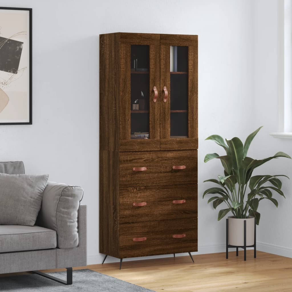 vidaXL Highboard Brown Oak 69.5x34x180 cm Engineered Wood