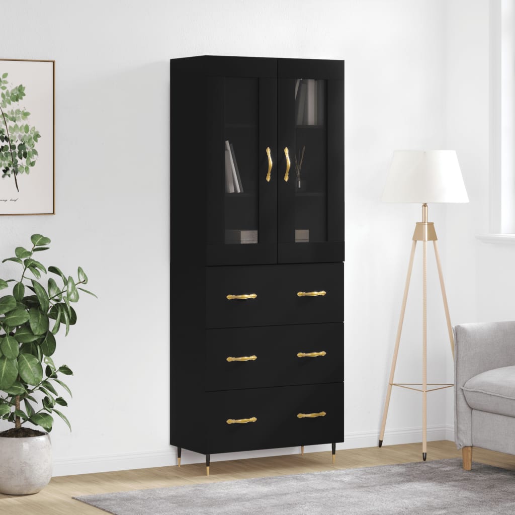 vidaXL Highboard Black 69.5x34x180 cm Engineered Wood