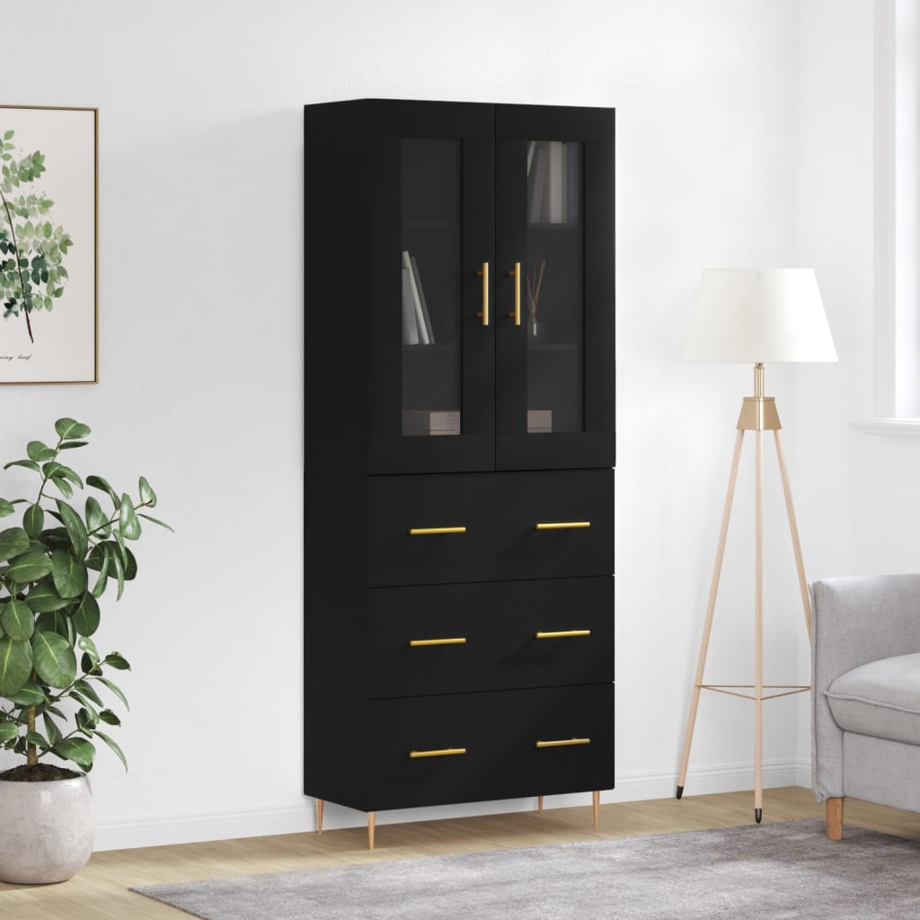 vidaXL Highboard Black 69.5x34x180 cm Engineered Wood