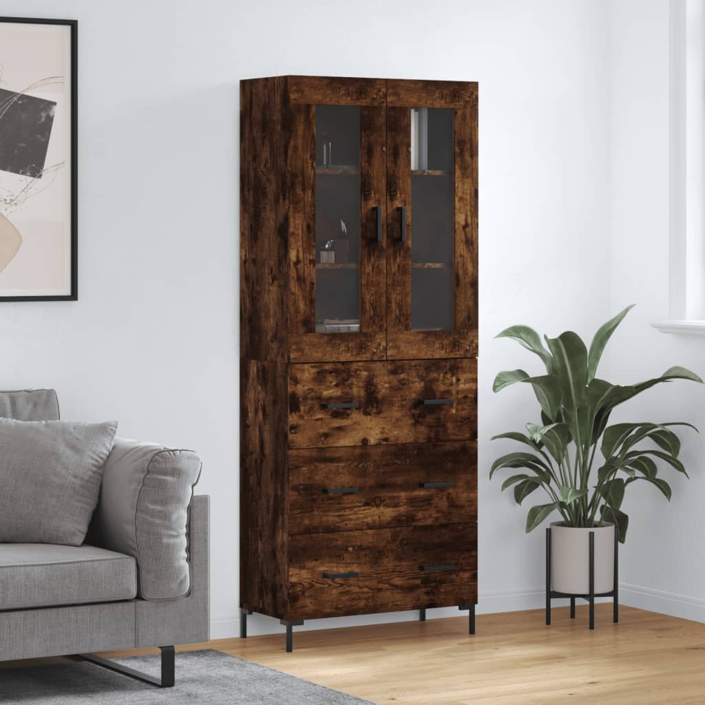 vidaXL Highboard Smoked Oak 69.5x34x180 cm Engineered Wood