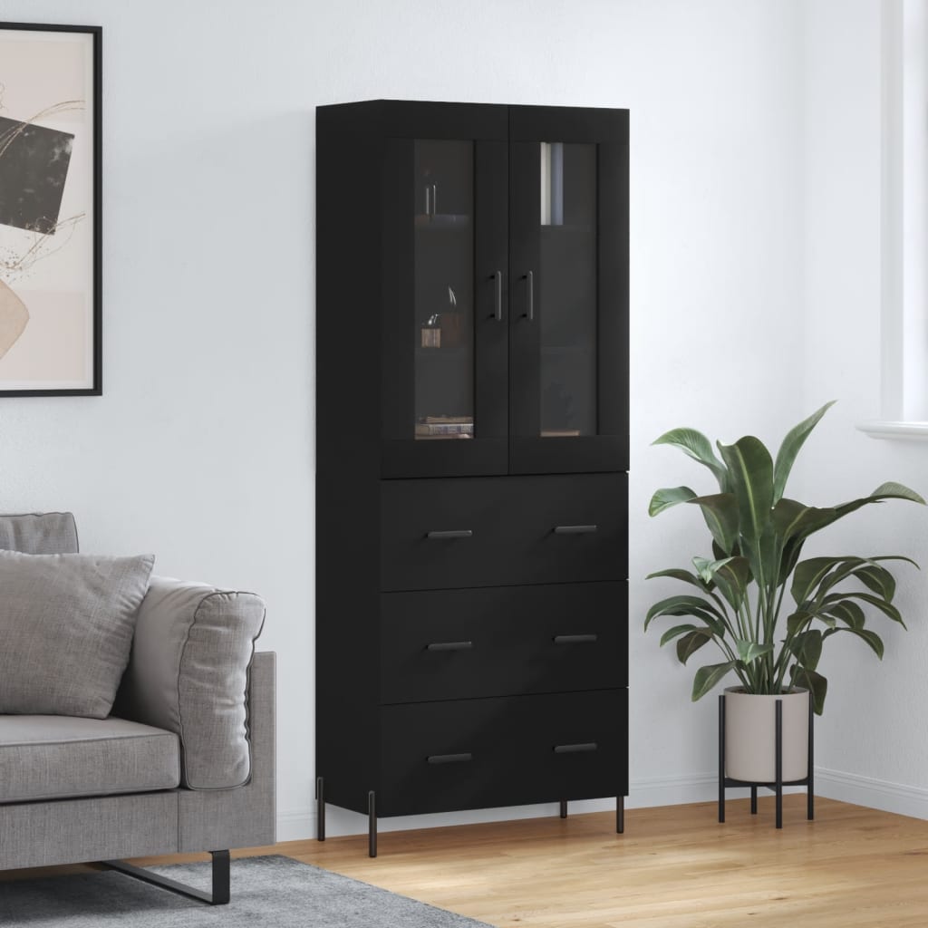 vidaXL Highboard Black 69.5x34x180 cm Engineered Wood