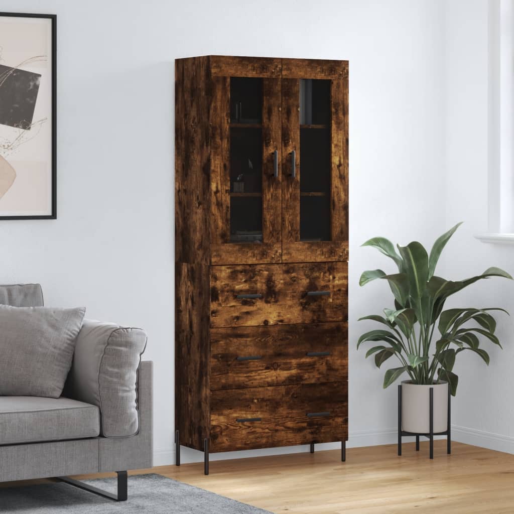 vidaXL Highboard Smoked Oak 69.5x34x180 cm Engineered Wood