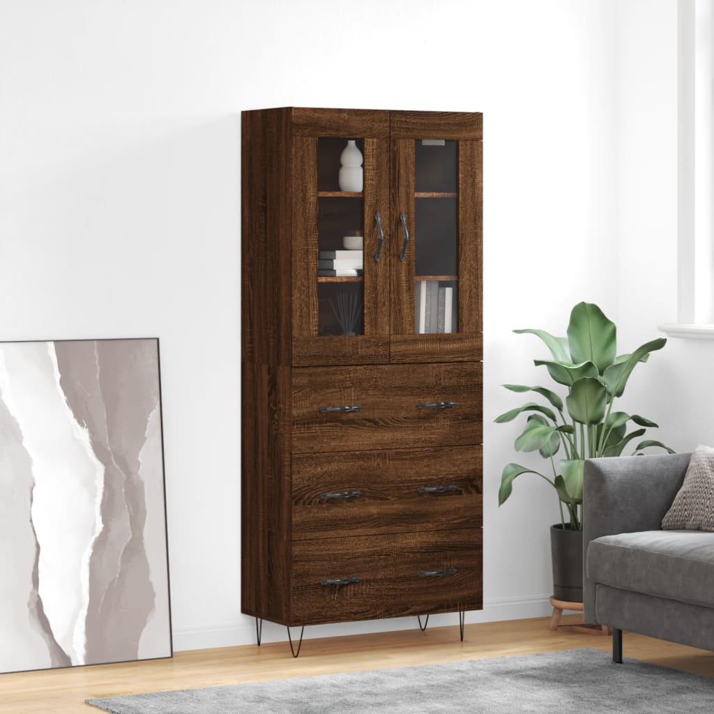 vidaXL Highboard Brown Oak 69.5x34x180 cm Engineered Wood
