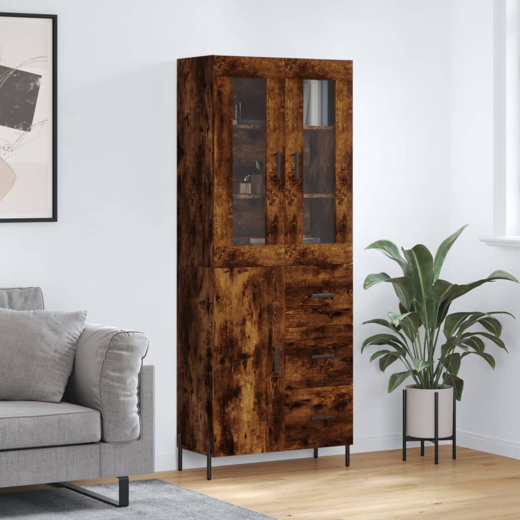 vidaXL Highboard Smoked Oak 69.5x34x180 cm Engineered Wood