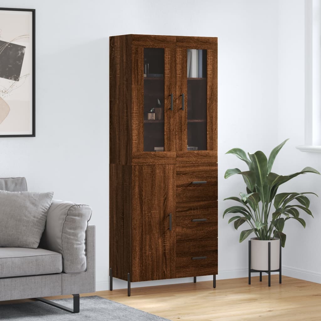 vidaXL Highboard Brown Oak 69.5x34x180 cm Engineered Wood
