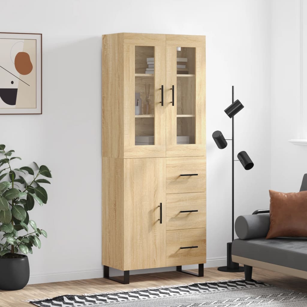 vidaXL Highboard Sonoma Oak 69.5x34x180 cm Engineered Wood