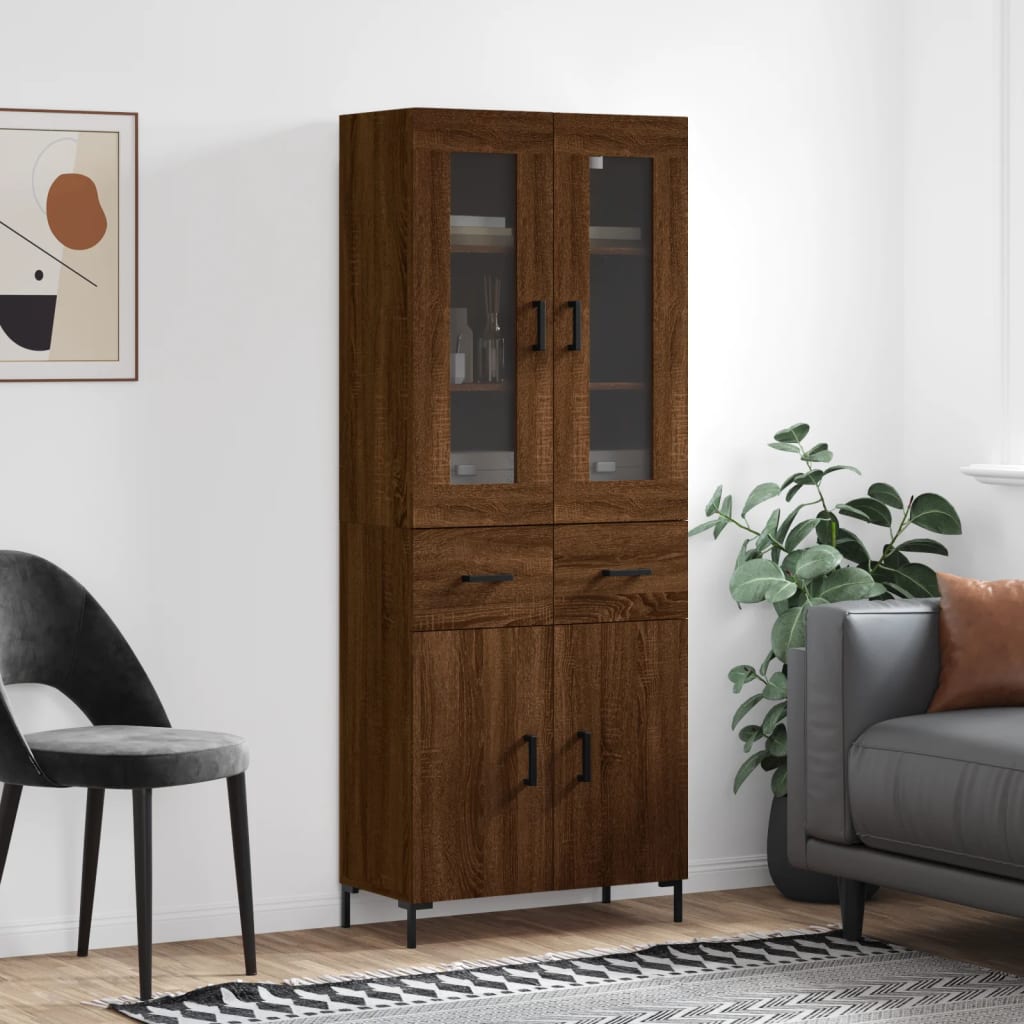 vidaXL Highboard Brown Oak 69.5x34x180 cm Engineered Wood