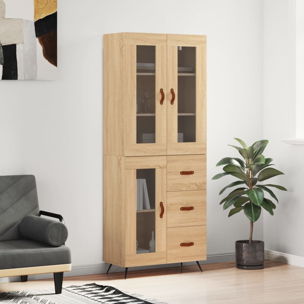 vidaXL Highboard Sonoma Oak 69.5x34x180 cm Engineered Wood