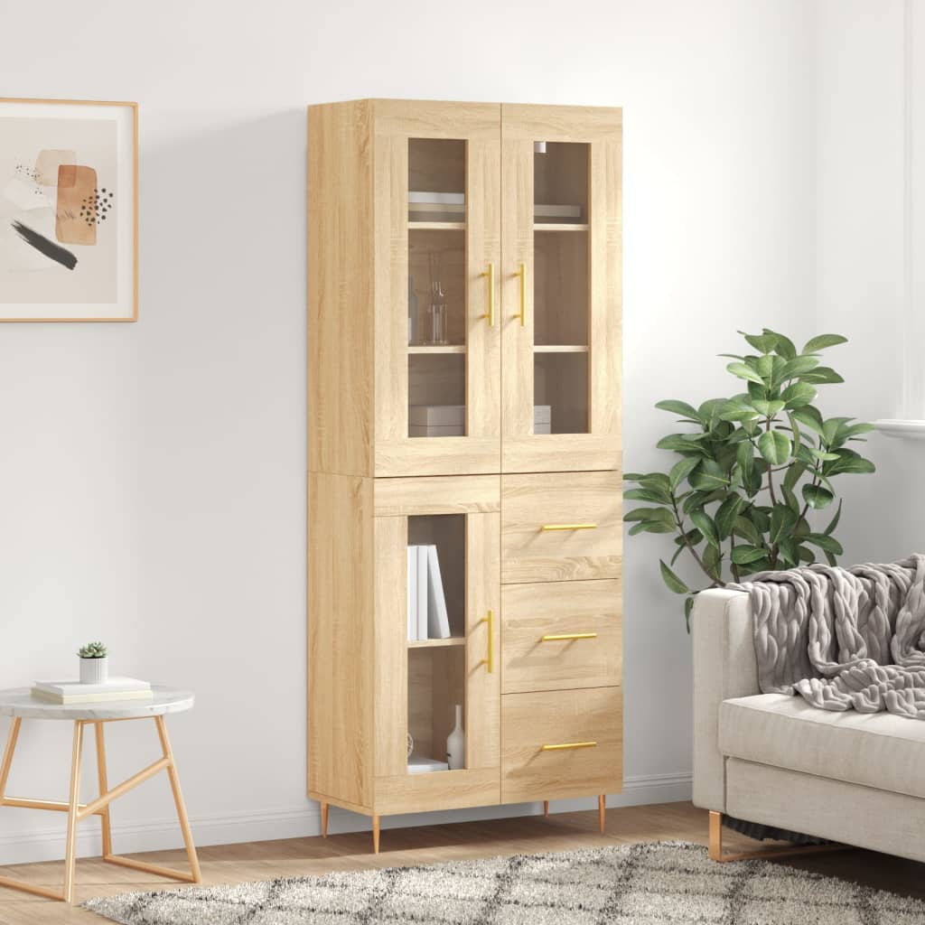 vidaXL Highboard Sonoma Oak 69.5x34x180 cm Engineered Wood