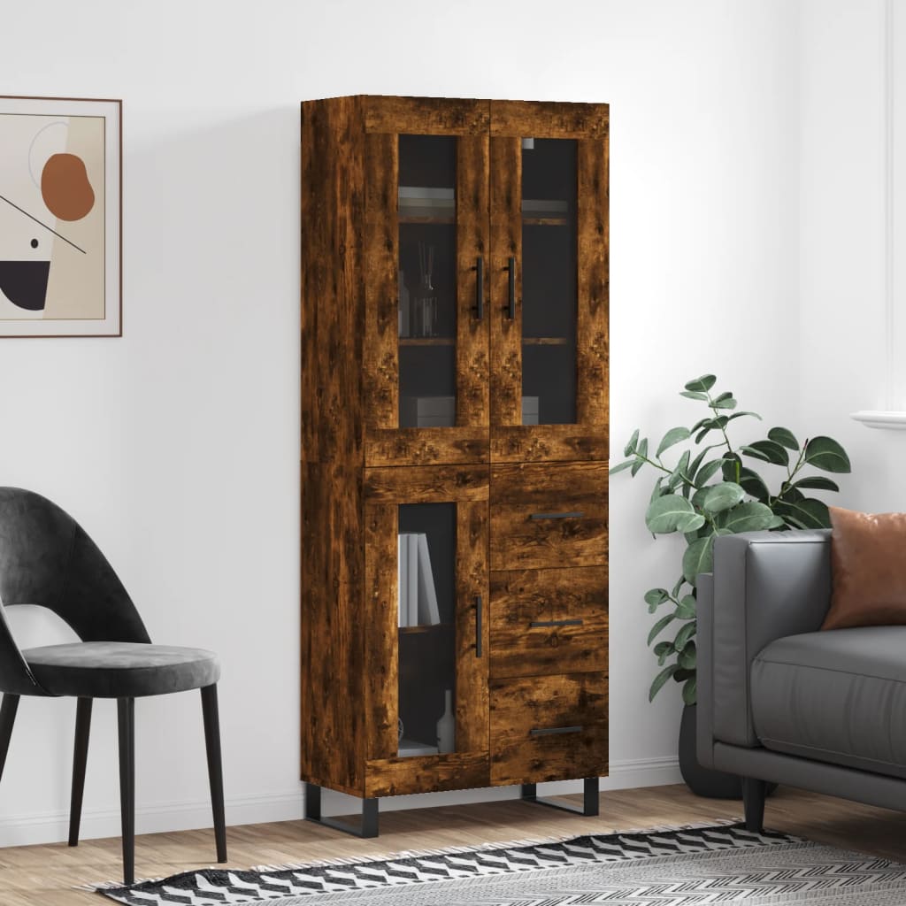 vidaXL Highboard Smoked Oak 69.5x34x180 cm Engineered Wood