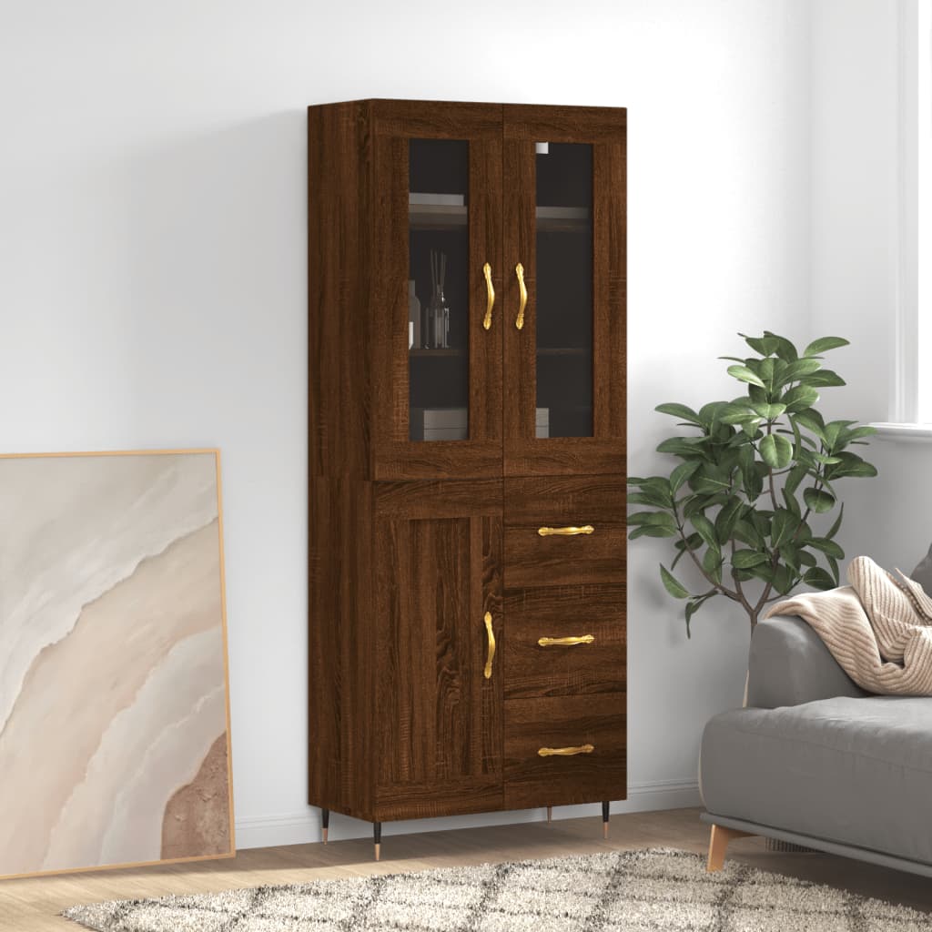 vidaXL Highboard Brown Oak 69.5x34x180 cm Engineered Wood
