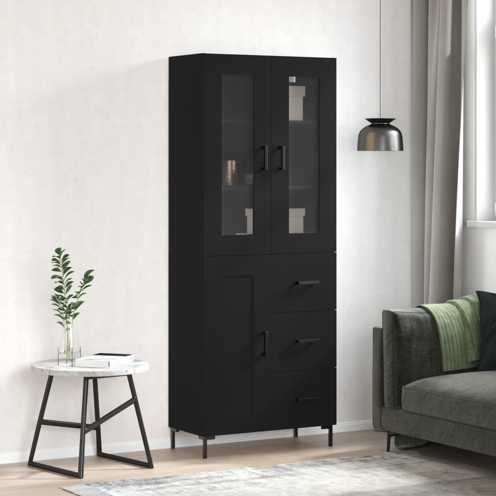 vidaXL Highboard Black 69.5x34x180 cm Engineered Wood