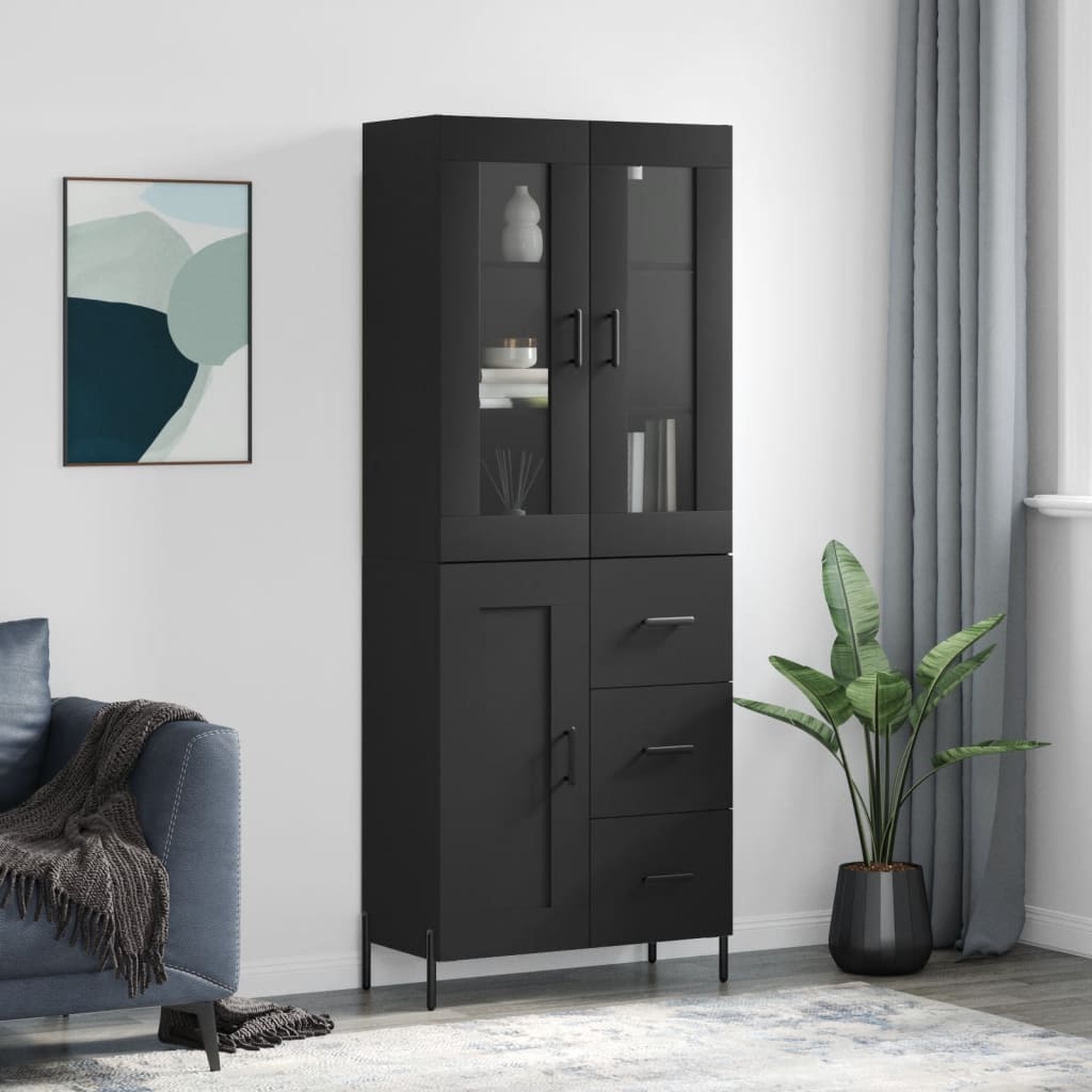vidaXL Highboard Black 69.5x34x180 cm Engineered Wood