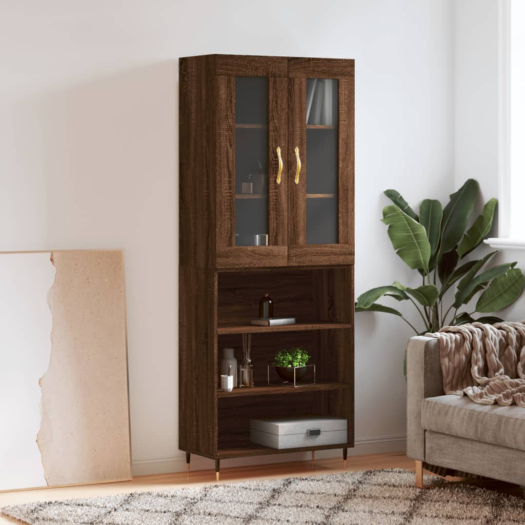 vidaXL Highboard Brown Oak 69.5x34x180 cm Engineered Wood