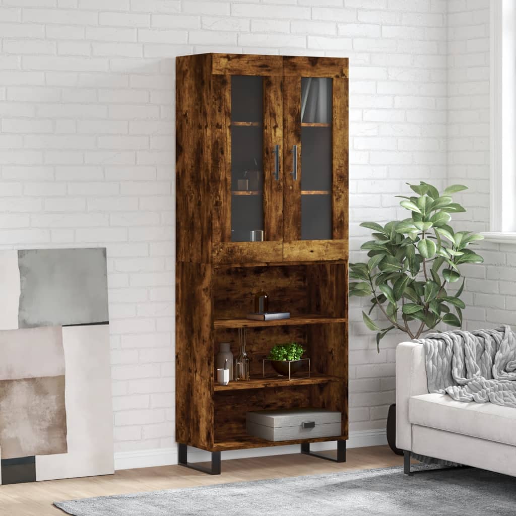 vidaXL Highboard Smoked Oak 69.5x34x180 cm Engineered Wood