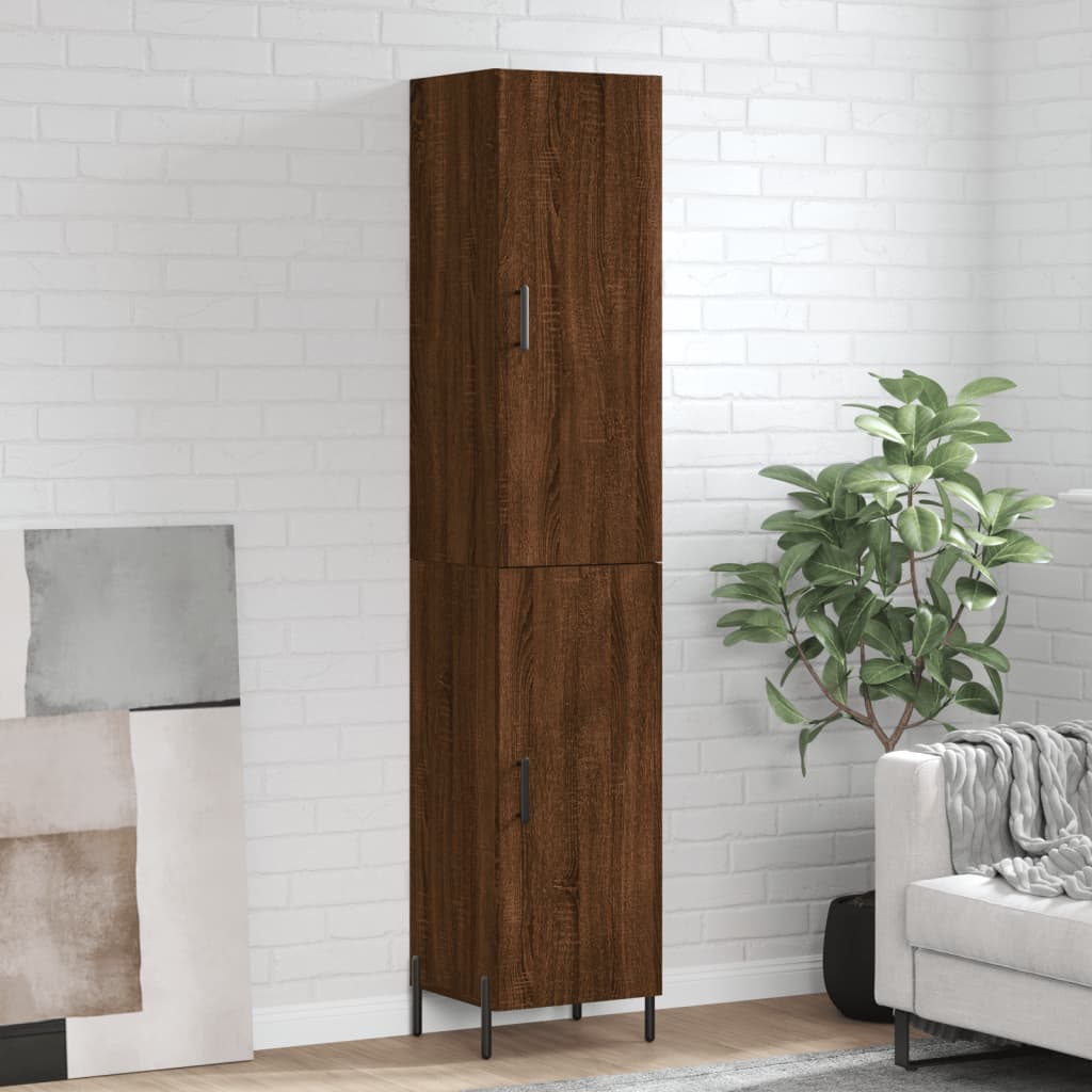 vidaXL Highboard Brown Oak 34.5x34x180 cm Engineered Wood