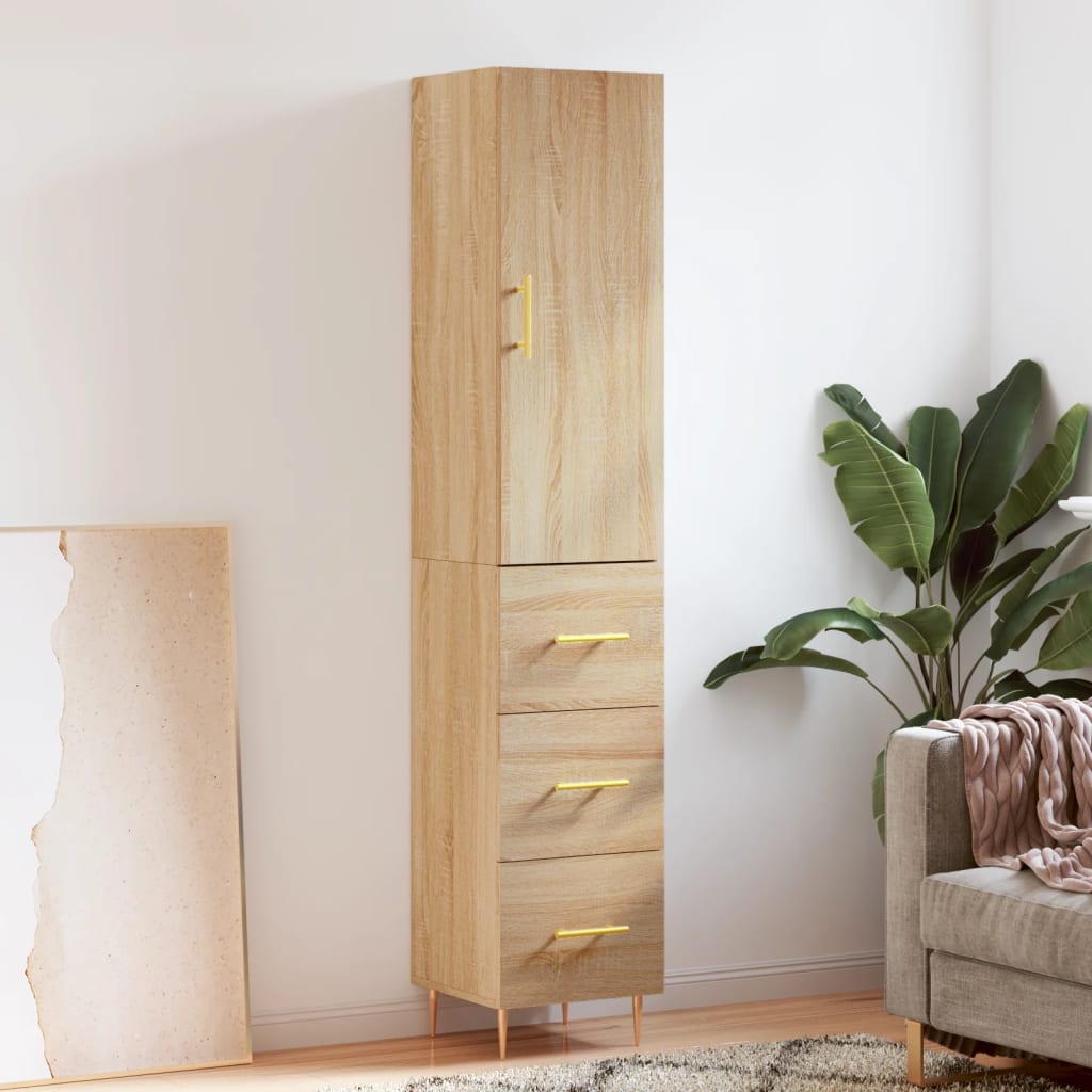 vidaXL Highboard Sonoma Oak 34.5x34x180 cm Engineered Wood