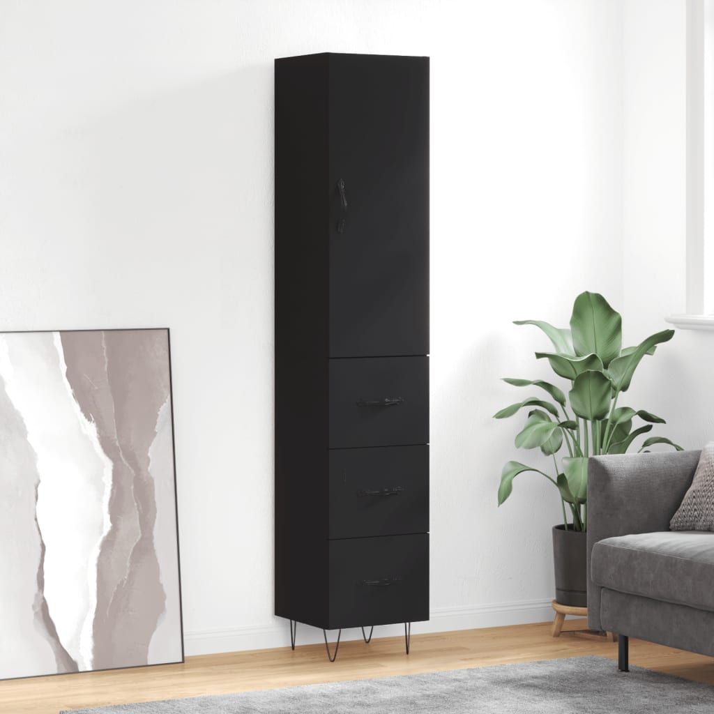 vidaXL Highboard Black 34.5x34x180 cm Engineered Wood