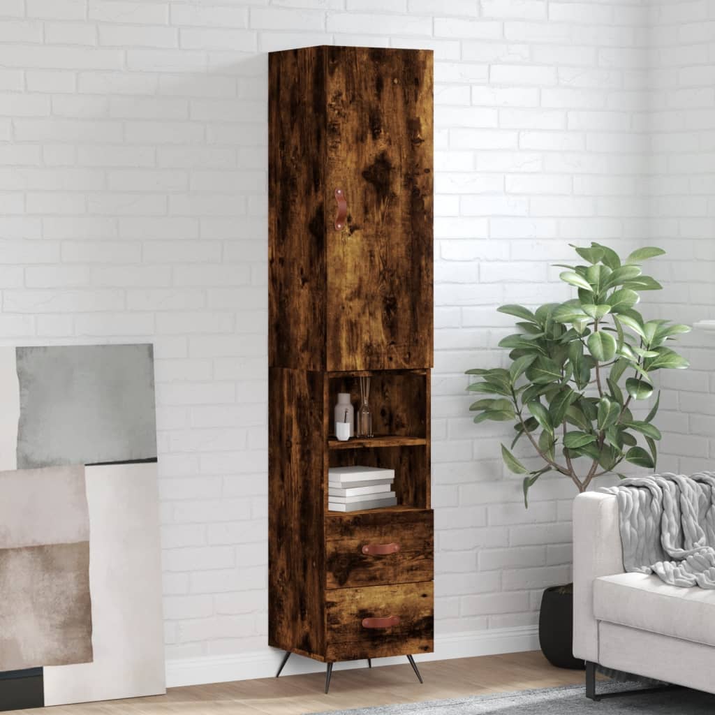 vidaXL Highboard Smoked Oak 34.5x34x180 cm Engineered Wood