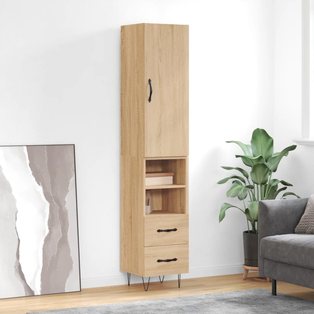 vidaXL Highboard Sonoma Oak 34.5x34x180 cm Engineered Wood